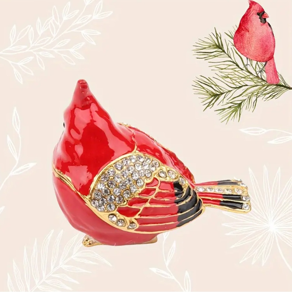 Red Cardinal TCHOTCHKE Trinket Box with Crystals NWT - Picture 5 of 5
